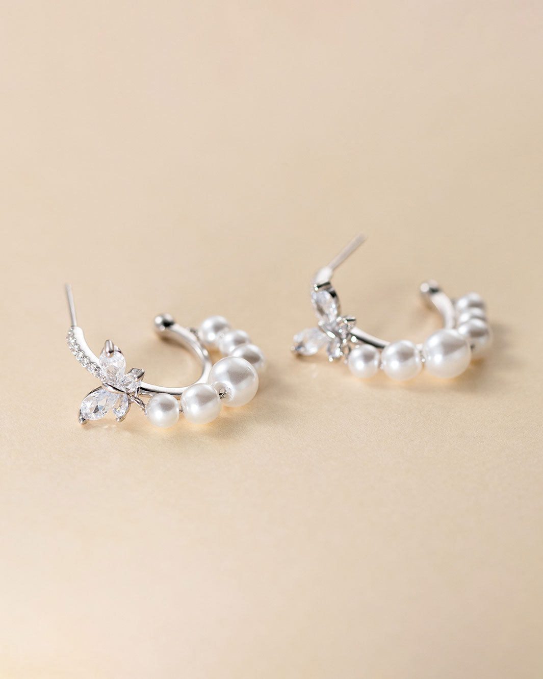 Odette Butterfly Pearly Hoop Earrings