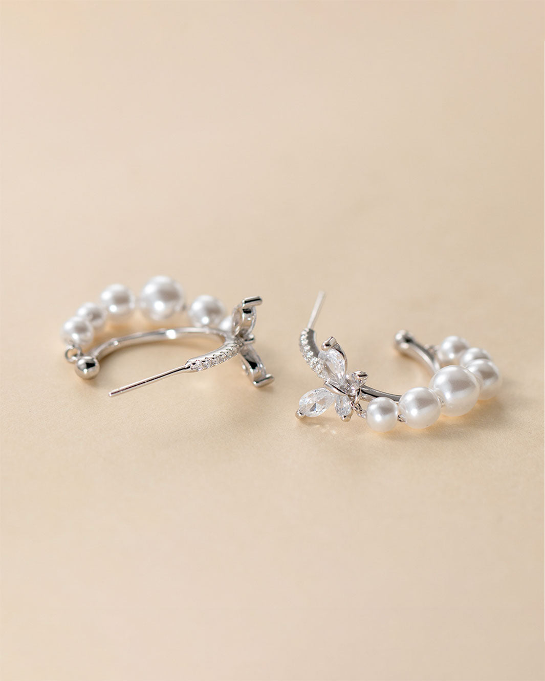 Odette Butterfly Pearly Hoop Earrings