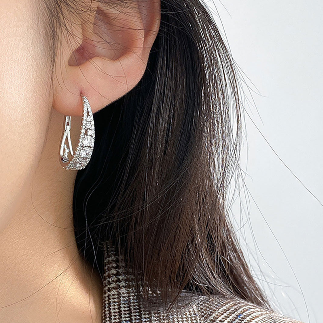 Iris Crystal Drop Hoop Earrings