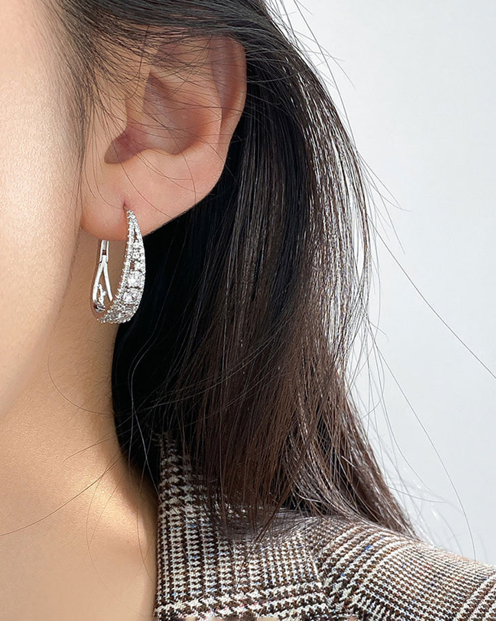 Iris Crystal Drop Hoop Earrings