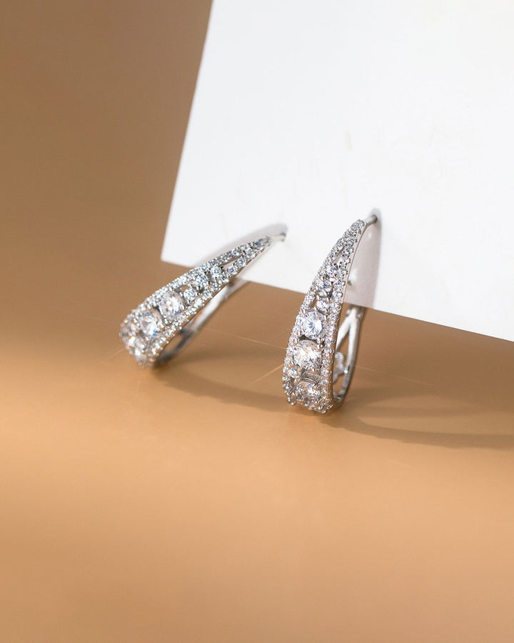 Iris Crystal Drop Hoop Earrings