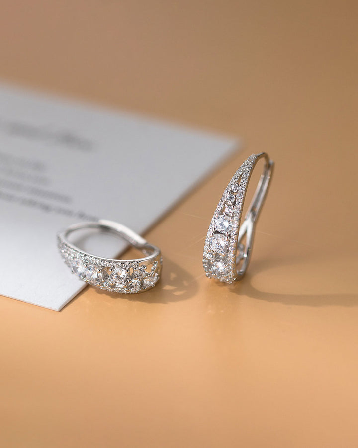 Iris Crystal Drop Hoop Earrings