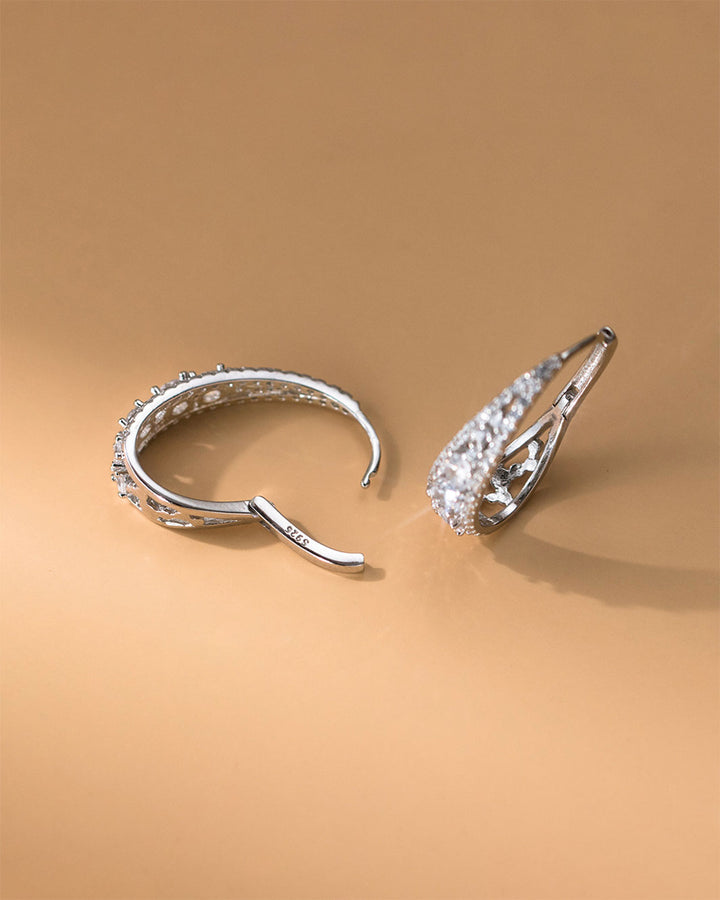 Iris Crystal Drop Hoop Earrings