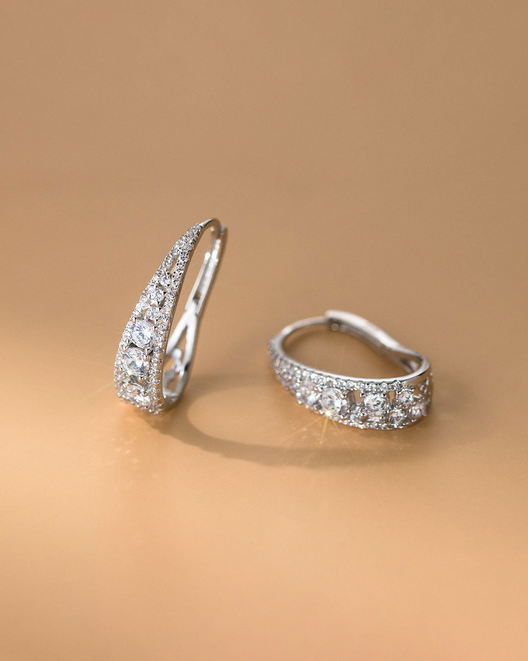 Iris Crystal Drop Hoop Earrings