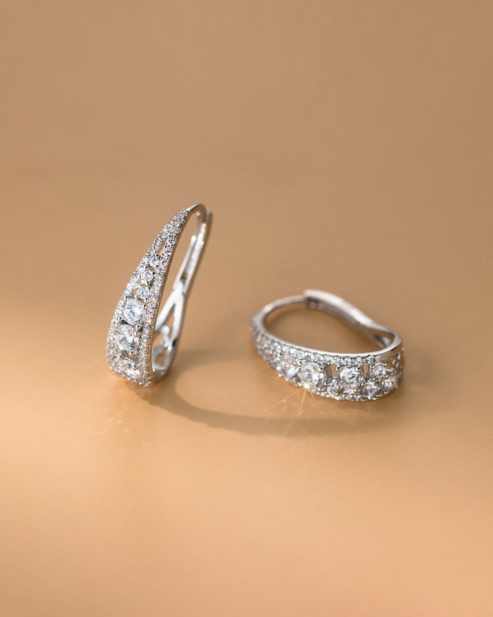 Iris Crystal Drop Hoop Earrings