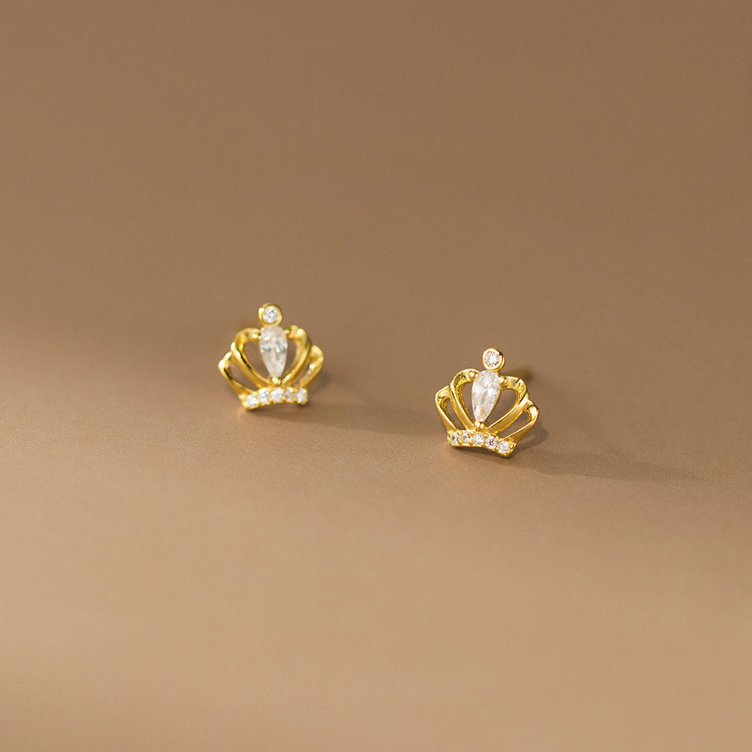 Sparkling Crown Stud Earrings