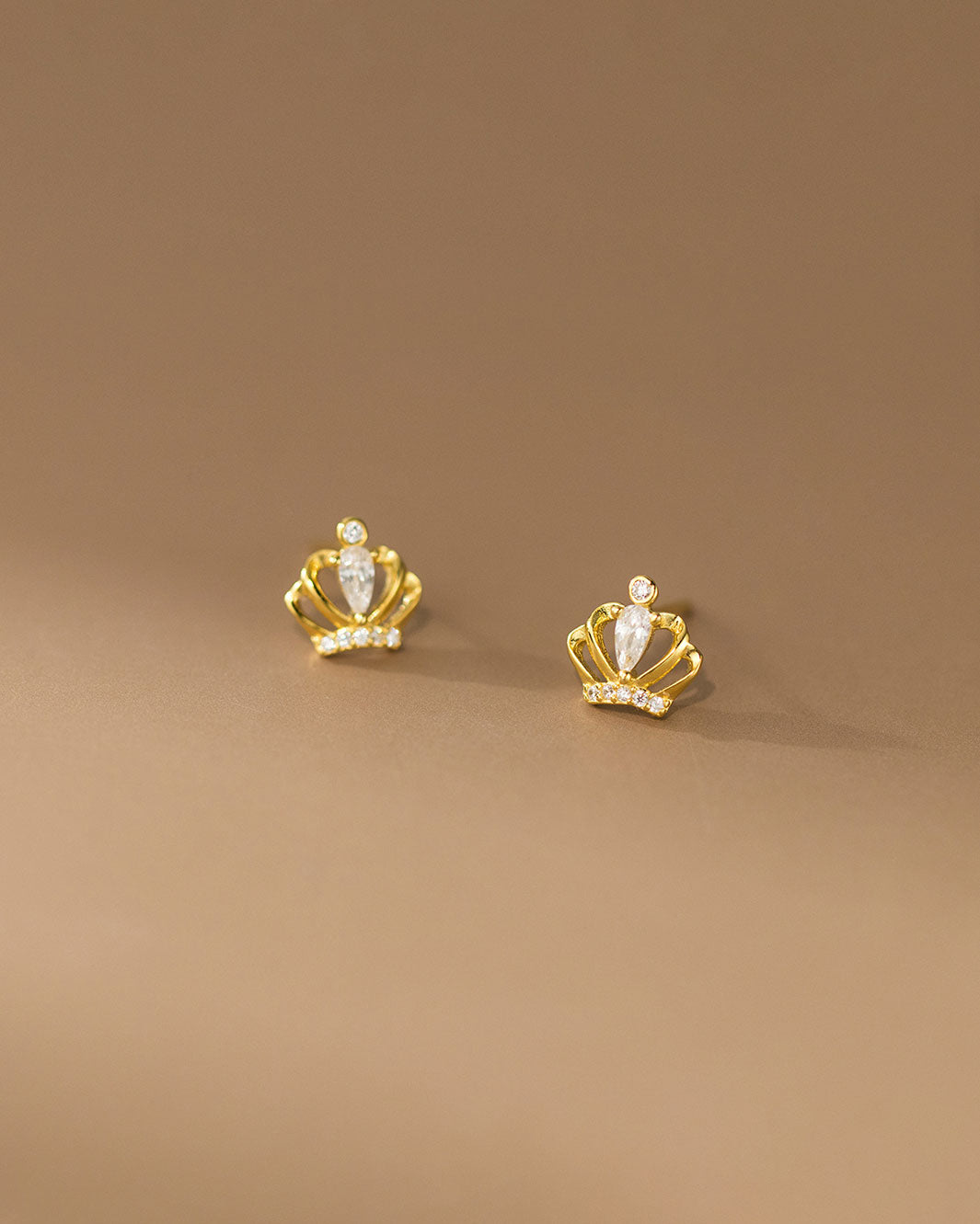 Sparkling Crown Stud Earrings