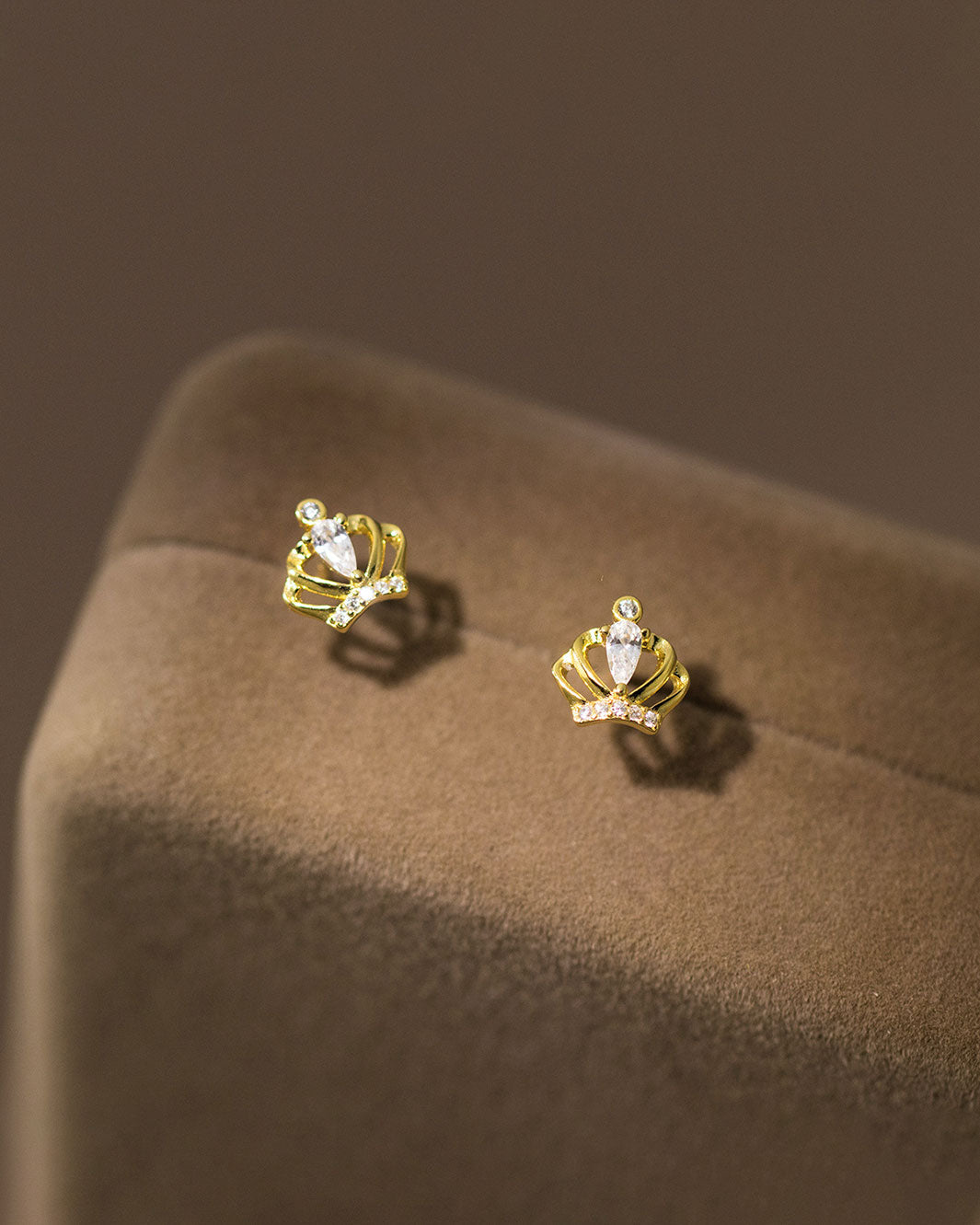 Sparkling Crown Stud Earrings