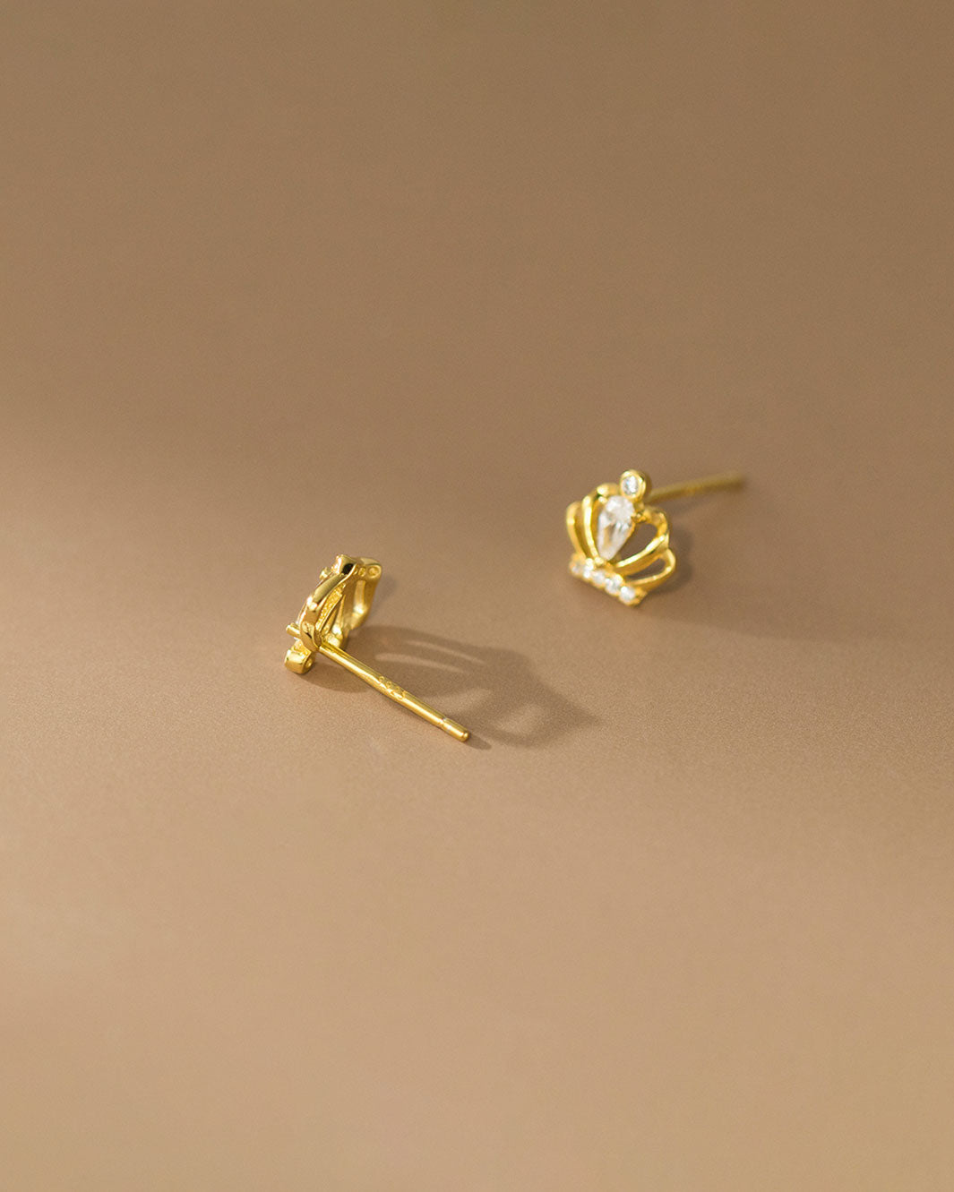 Sparkling Crown Stud Earrings