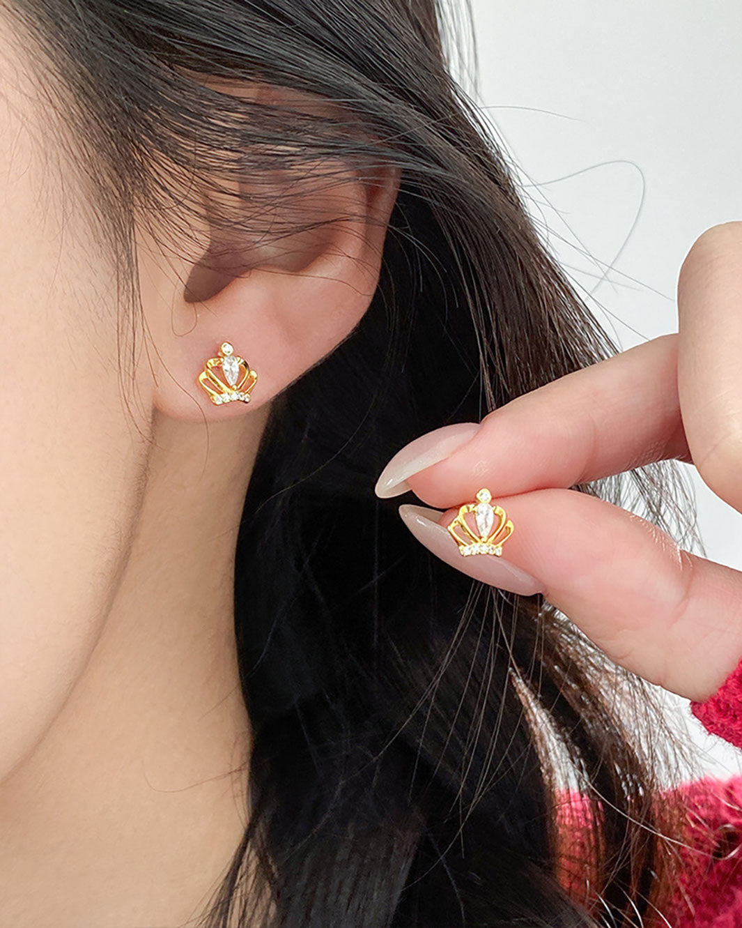 Sparkling Crown Stud Earrings