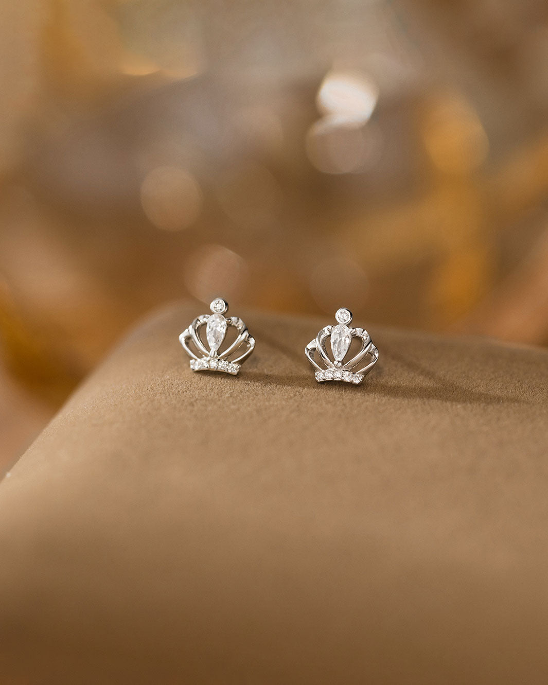 Sparkling Crown Stud Earrings