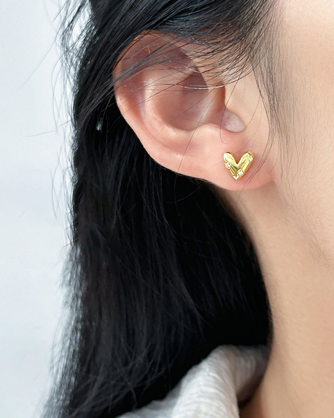 Sparkling Puffy Heart Stud Earrings
