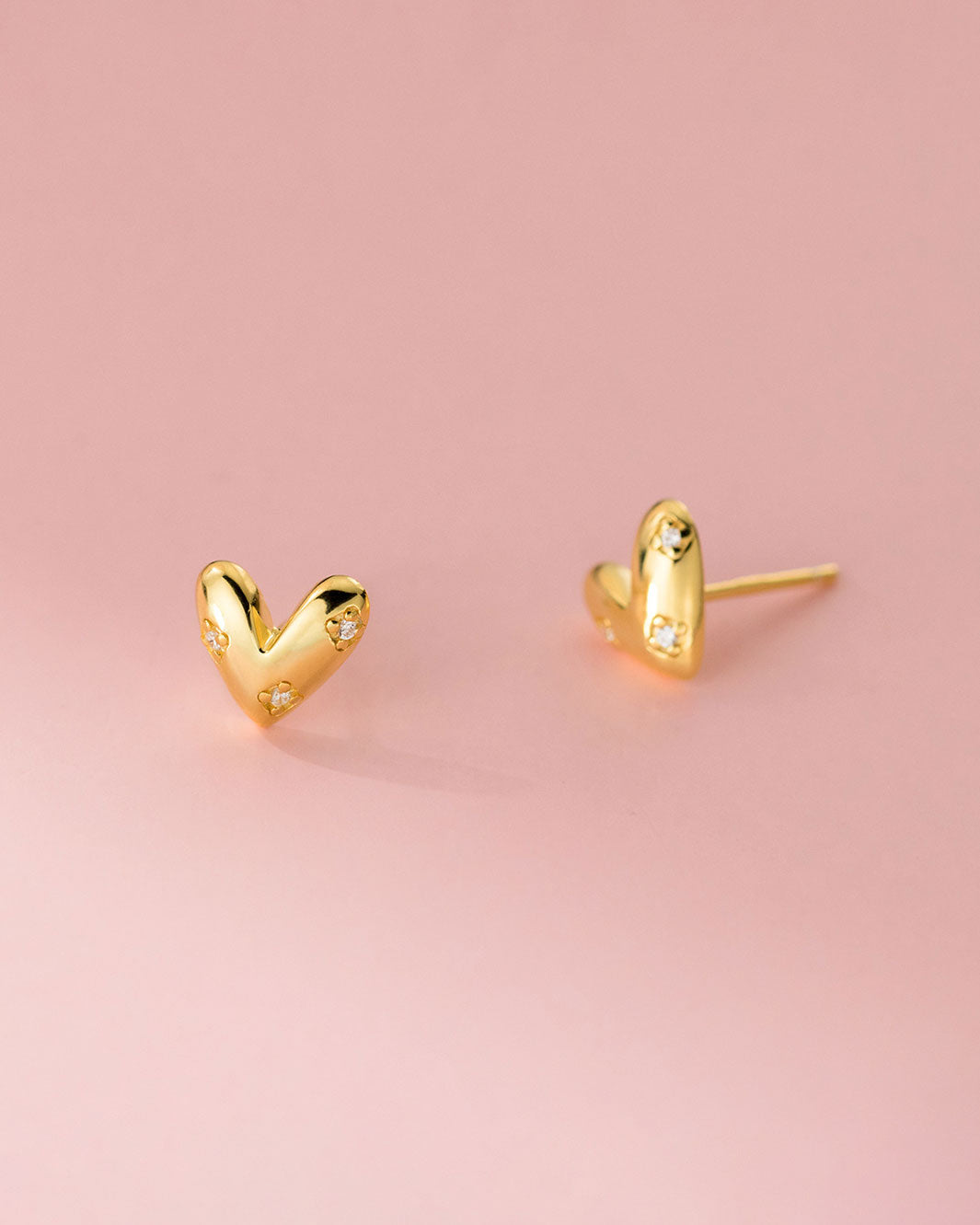 Sparkling Puffy Heart Stud Earrings