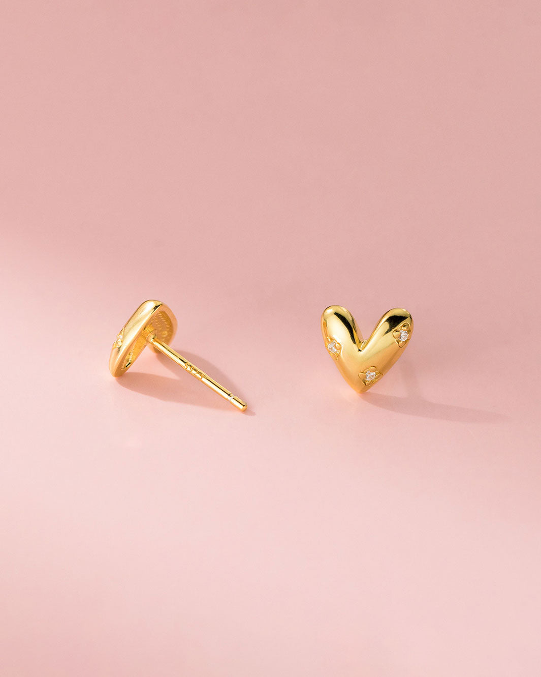 Sparkling Puffy Heart Stud Earrings