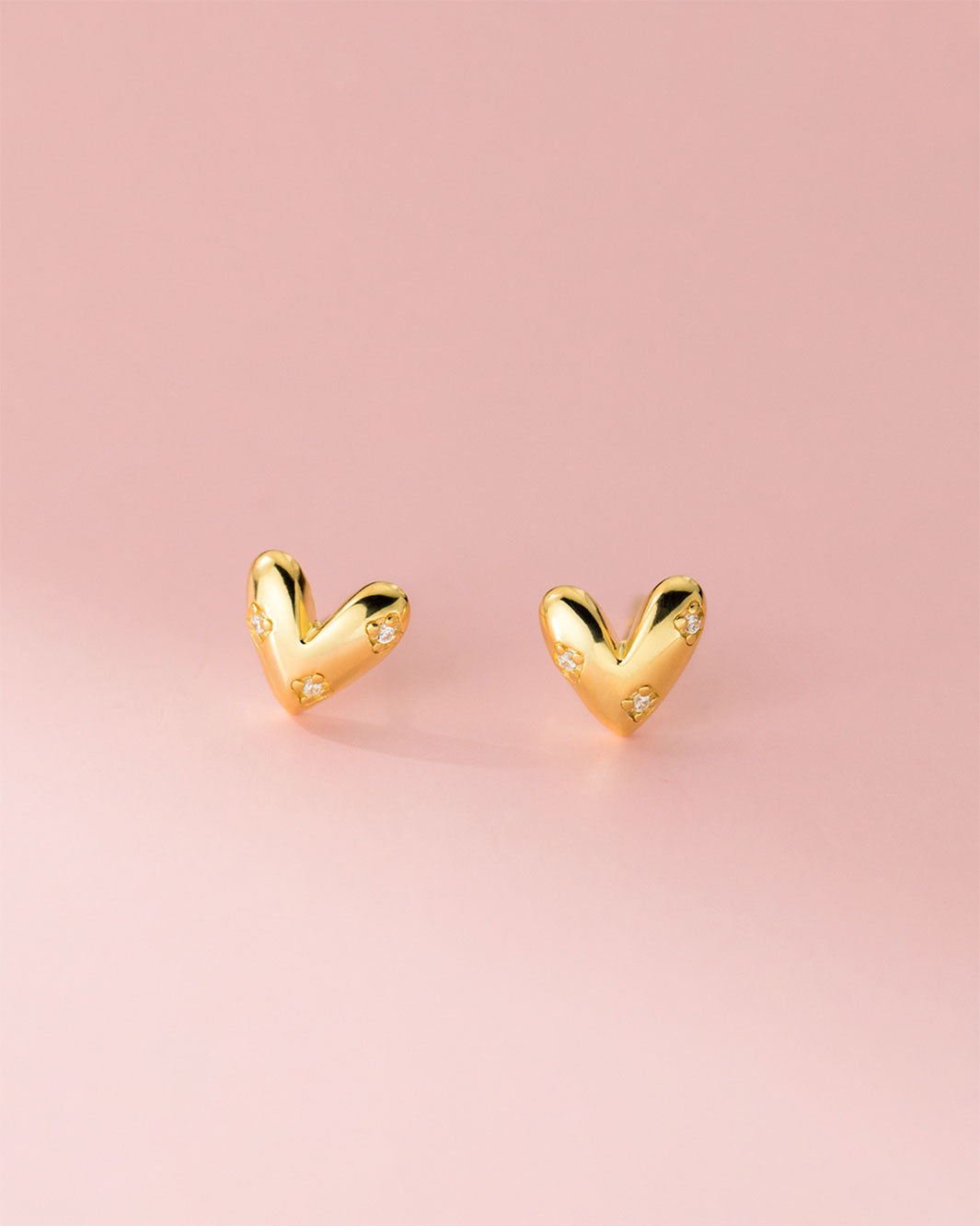 Sparkling Puffy Heart Stud Earrings