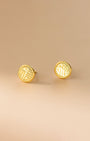 Golden 福 Coin Stud Earrings