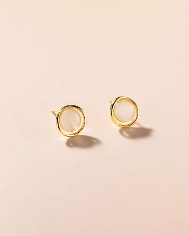 Halo Cat Eye Stud Earrings