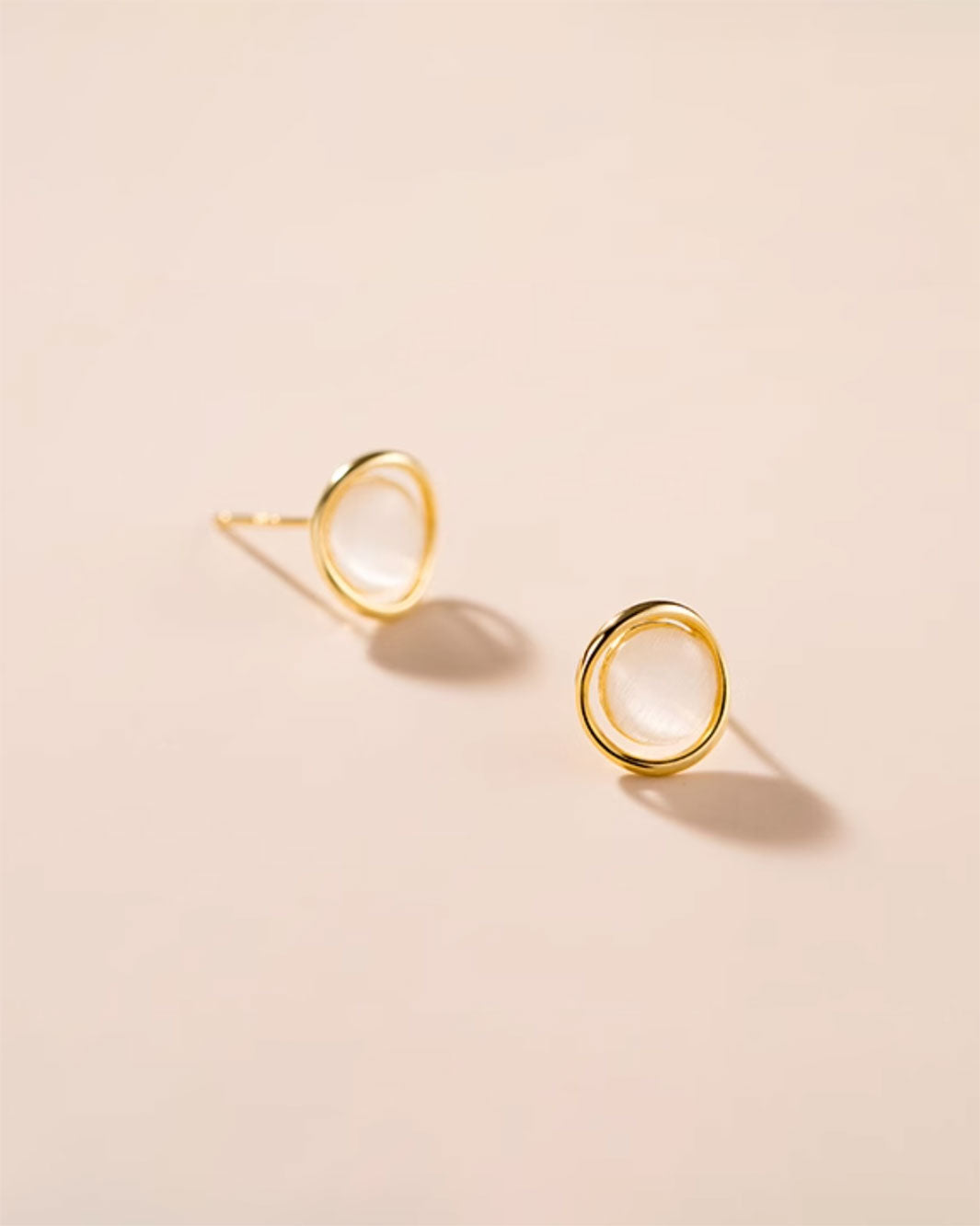 Halo Cat Eye Stud Earrings