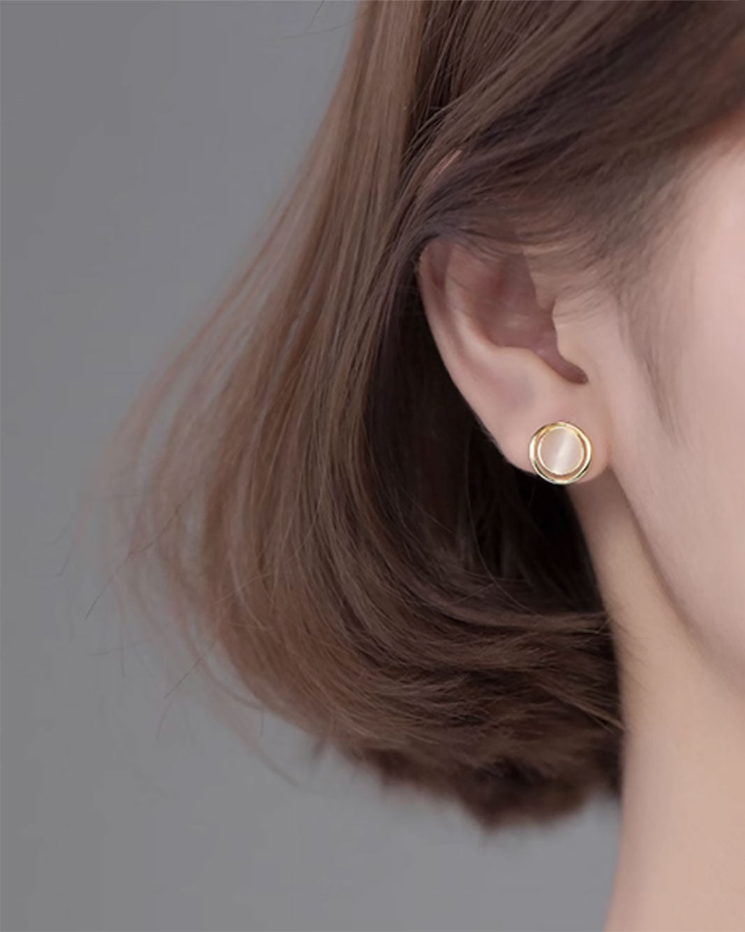 Halo Cat Eye Stud Earrings