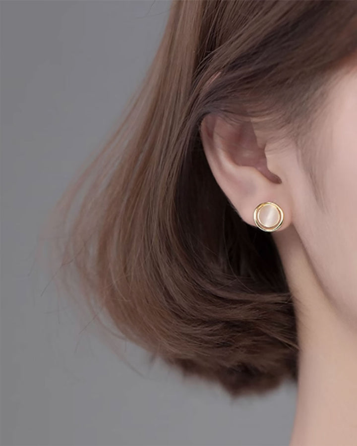 Halo Cat Eye Stud Earrings