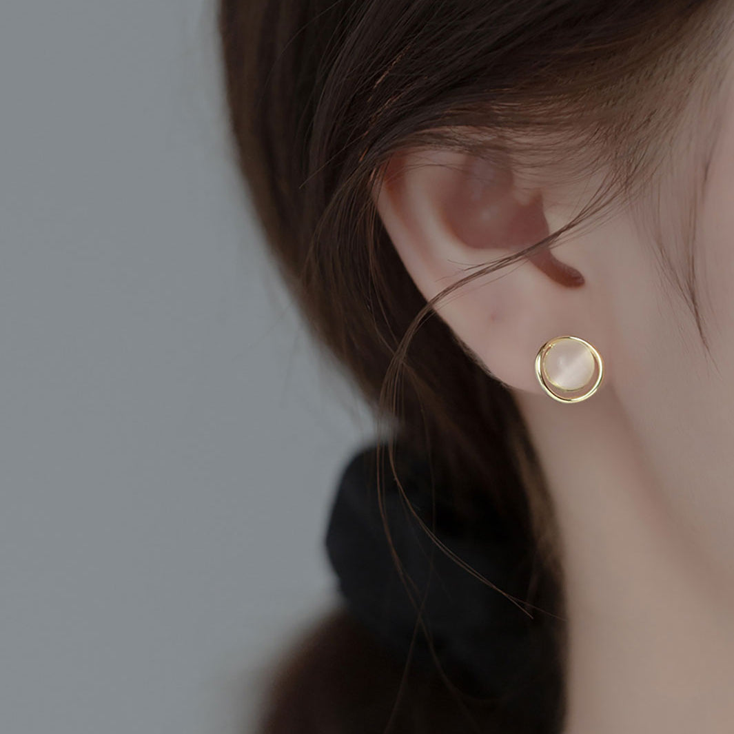 Halo Cat Eye Stud Earrings