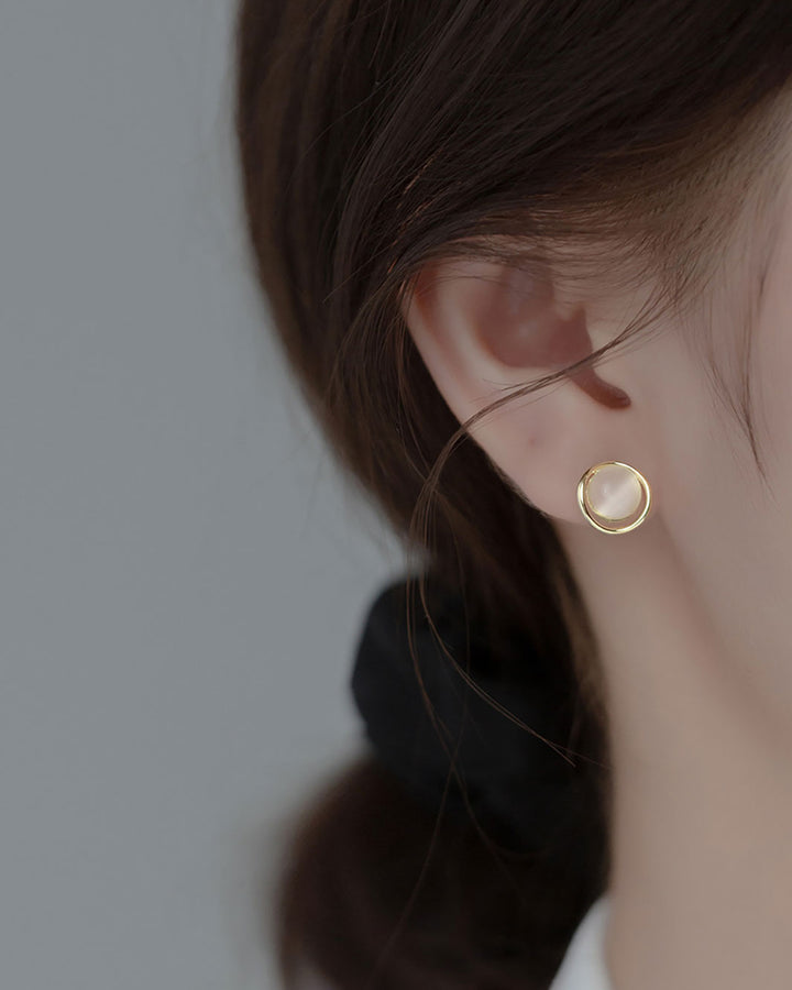 Halo Cat Eye Stud Earrings