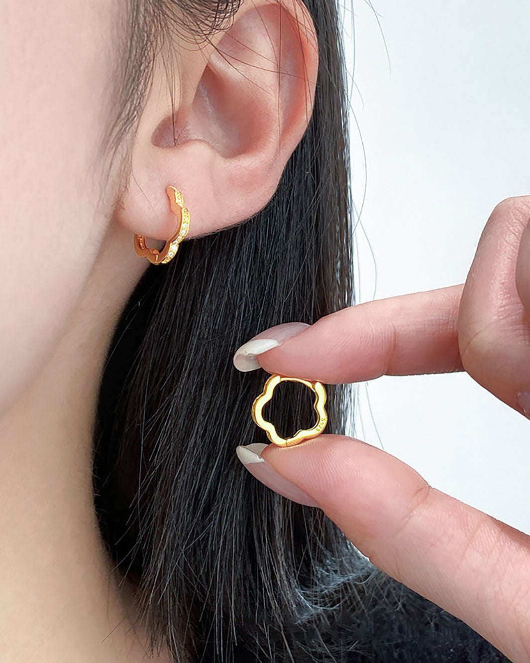 Floral Silhouette Hoop Earrings