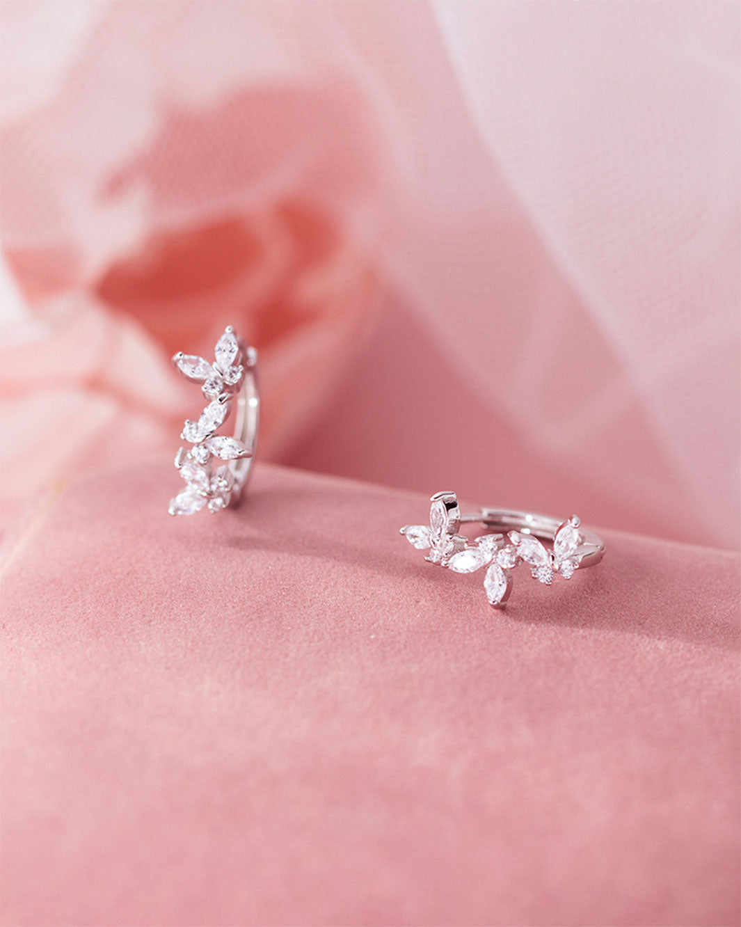 Triple Flutter Butterfly Hoop Earrings