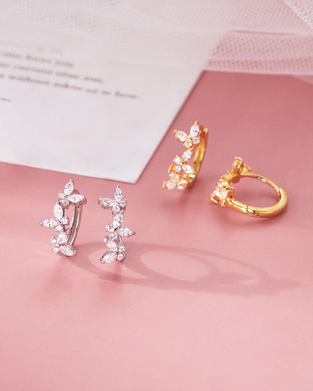 Triple Flutter Butterfly Hoop Earrings