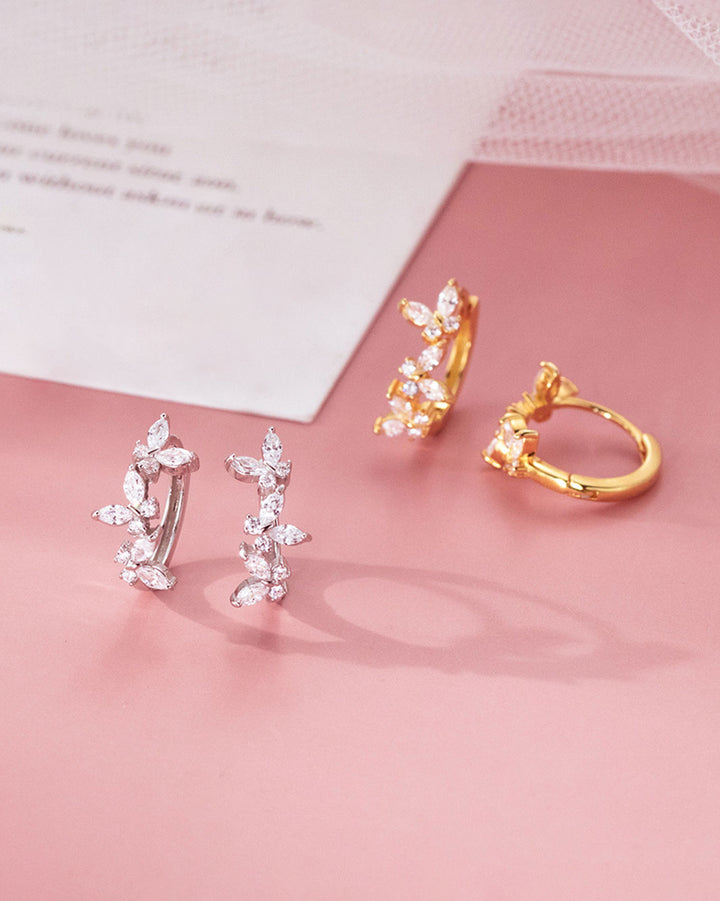 Triple Flutter Butterfly Hoop Earrings