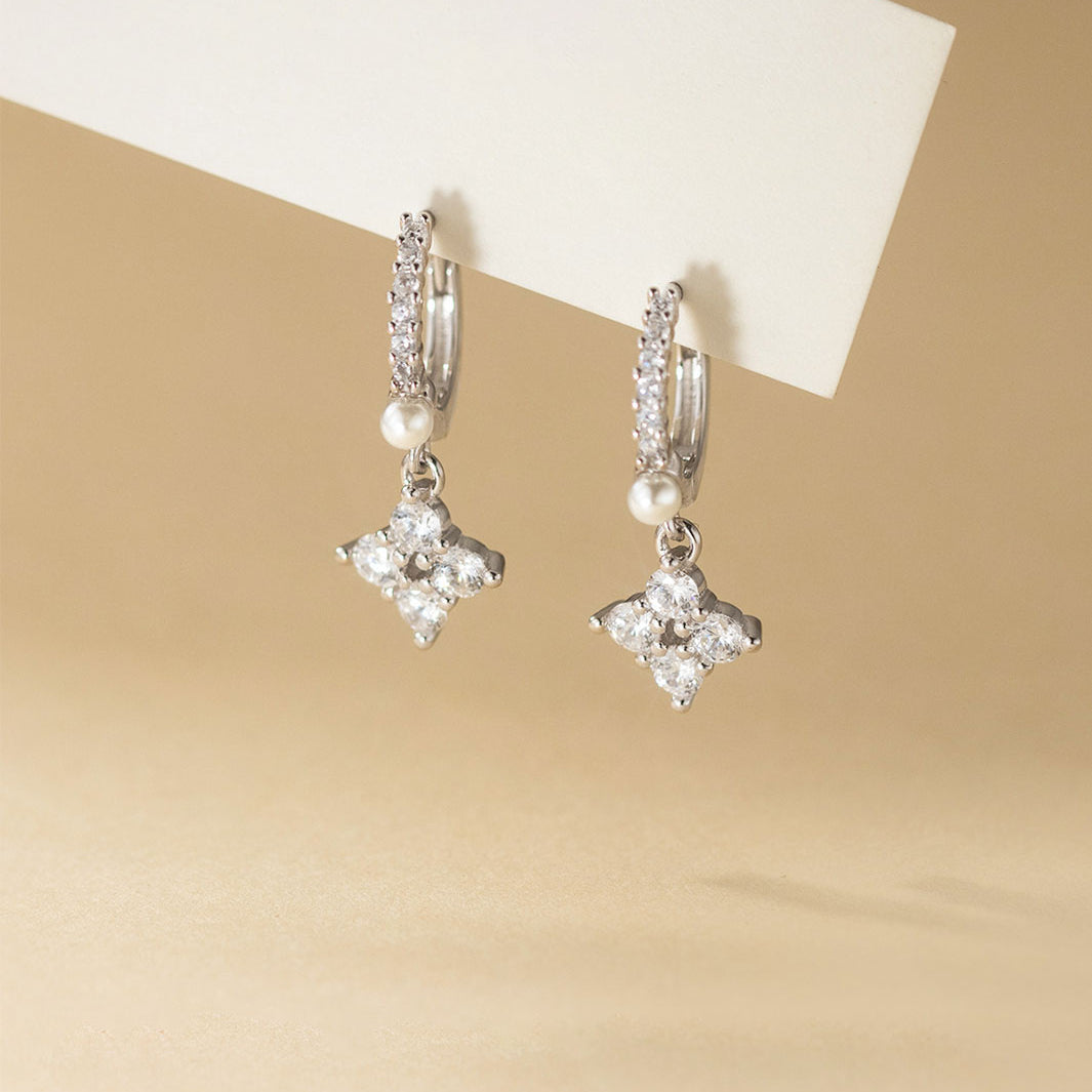 Aurelia Sparkling Clover Hoop Earrings