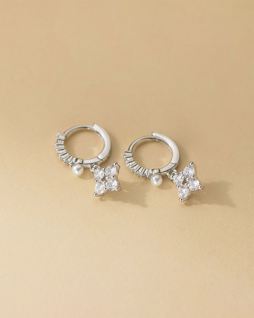 Aurelia Sparkling Clover Hoop Earrings