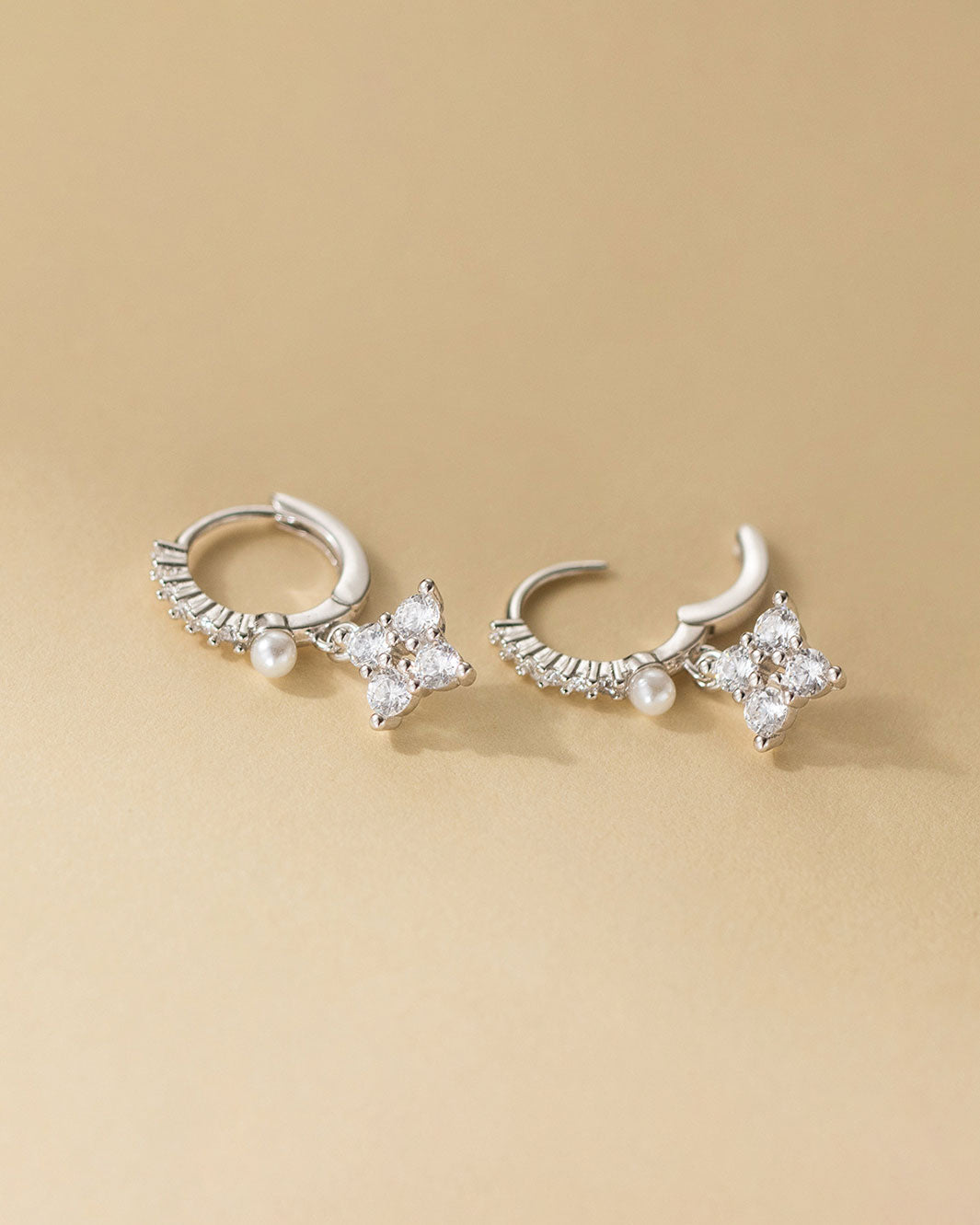 Aurelia Sparkling Clover Hoop Earrings