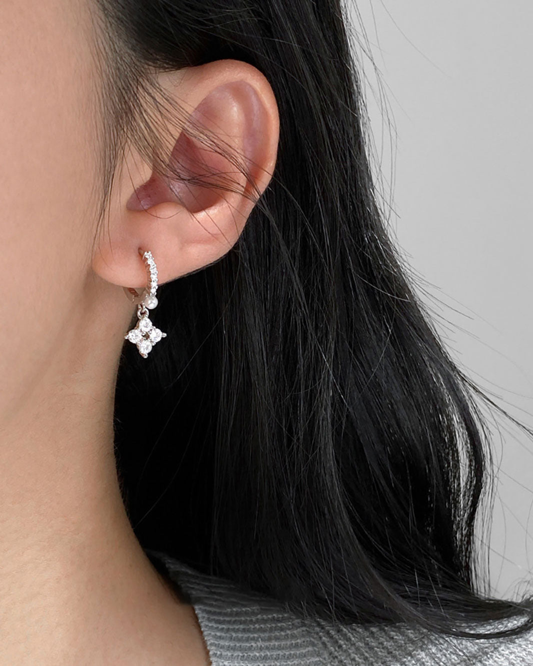 Aurelia Sparkling Clover Hoop Earrings