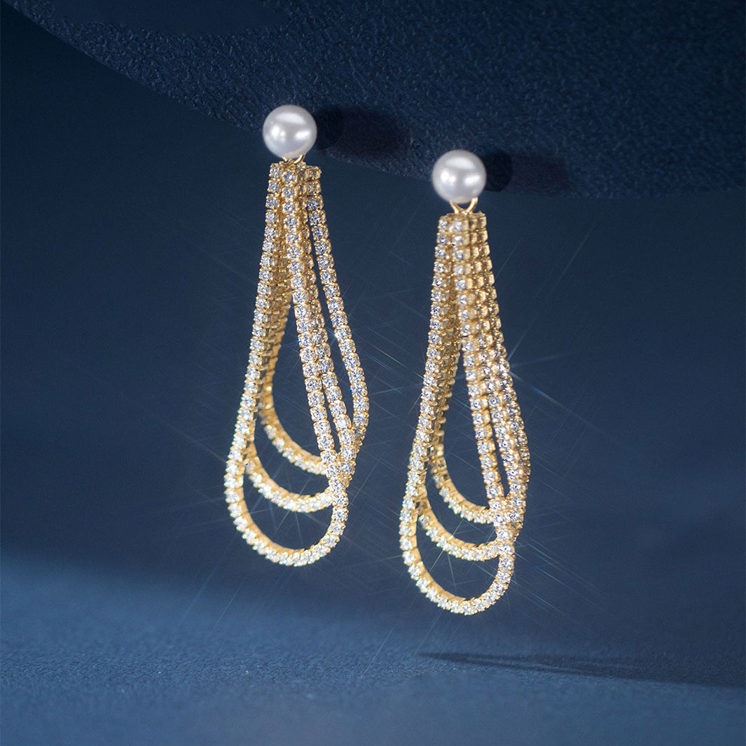 Vivienne Pavé Cascade Dangle Earrings