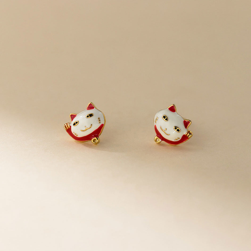 Lucky Maneki Neko Stud Earrings