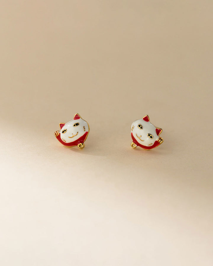 Lucky Maneki Neko Stud Earrings