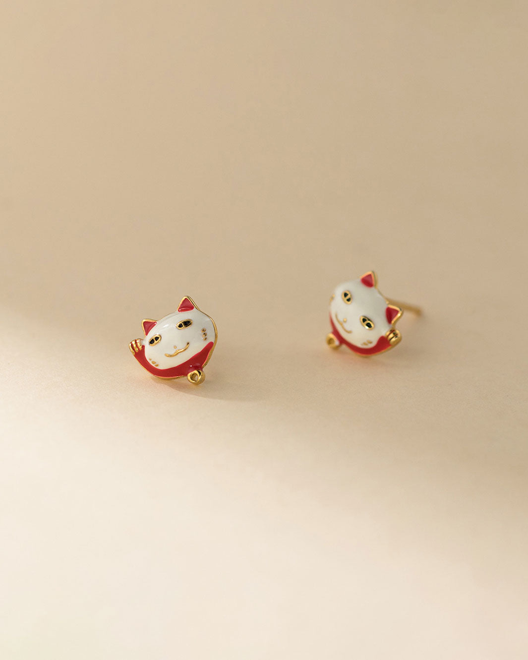 Lucky Maneki Neko Stud Earrings