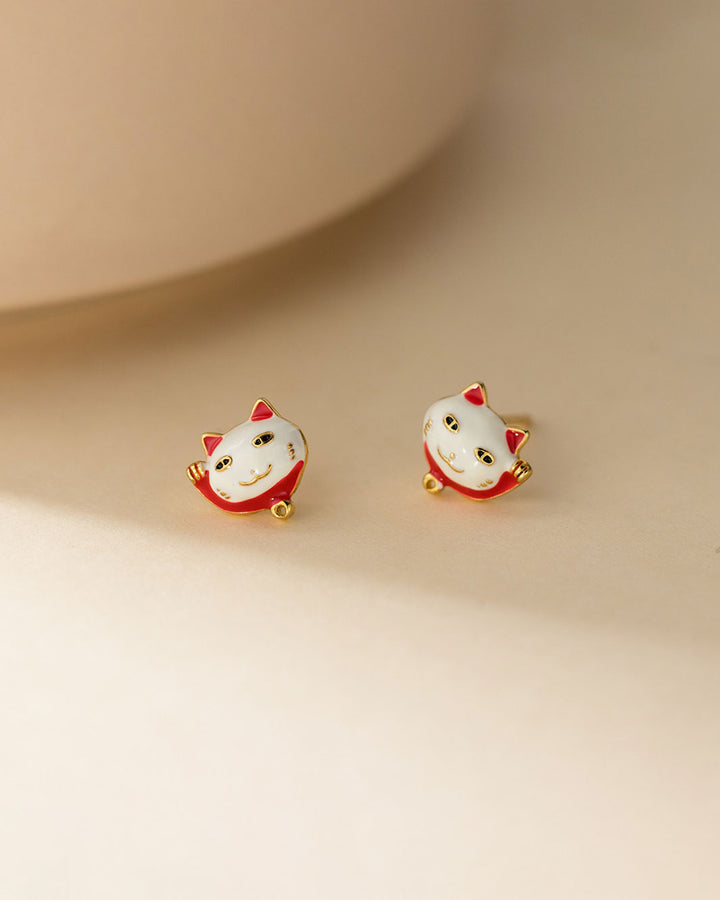 Lucky Maneki Neko Stud Earrings