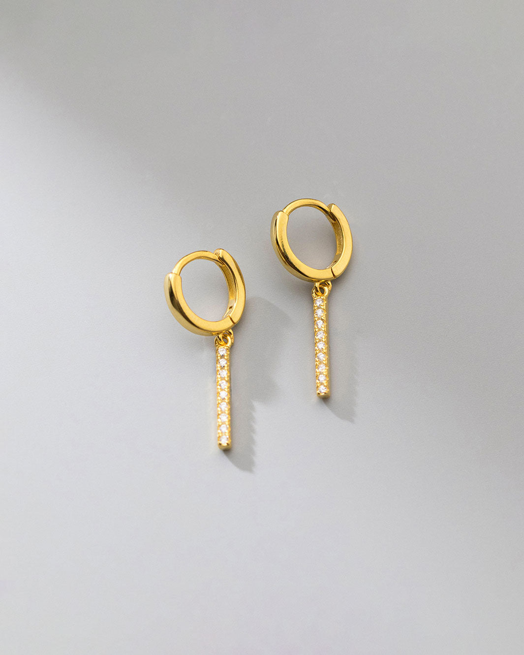 Heidi Pave Bar Huggie Earrings