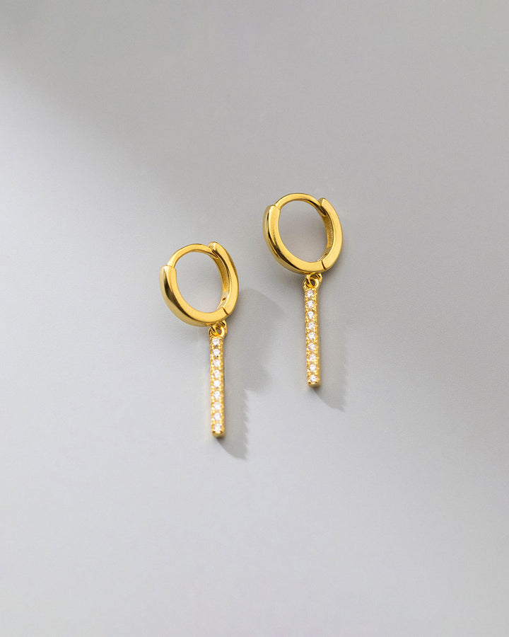Heidi Pave Bar Huggie Earrings