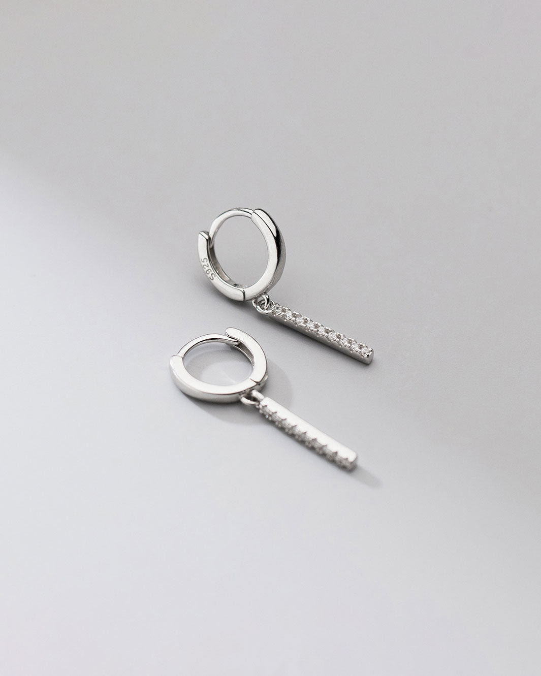 Heidi Pave Bar Huggie Earrings
