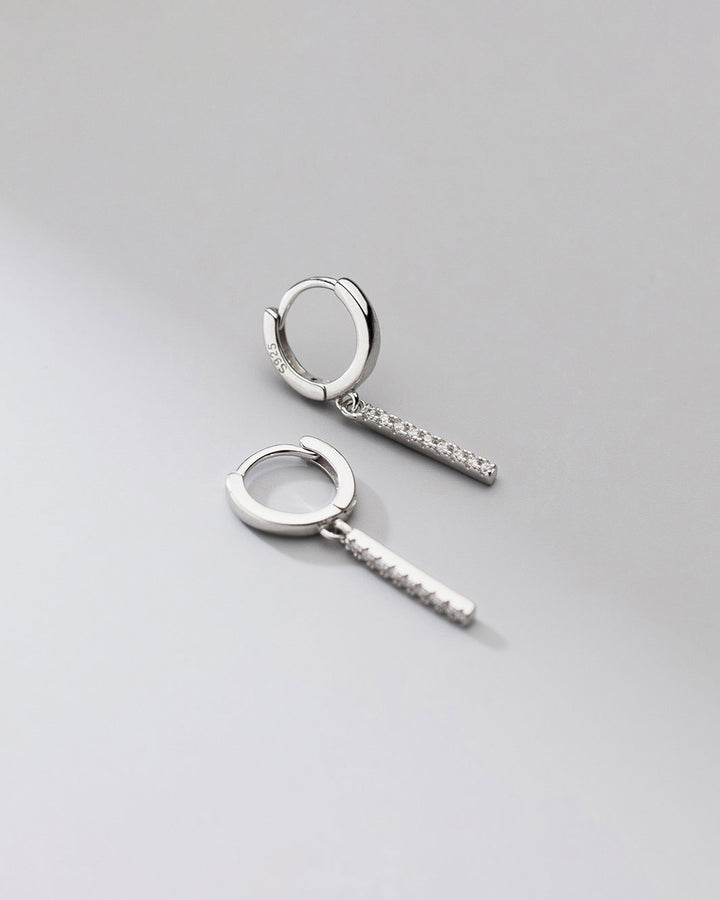 Heidi Pave Bar Huggie Earrings