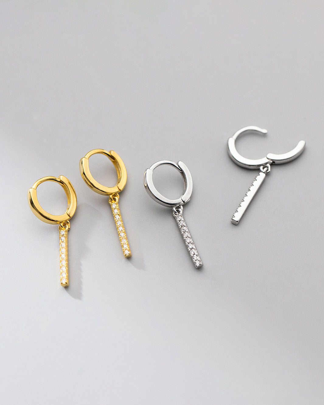 Heidi Pave Bar Huggie Earrings