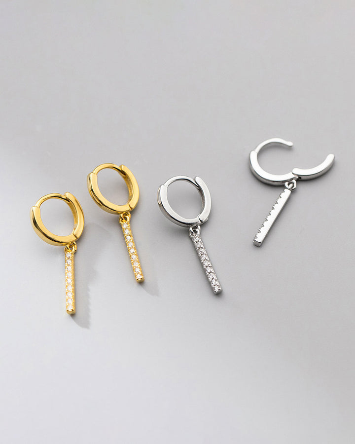 Heidi Pave Bar Huggie Earrings