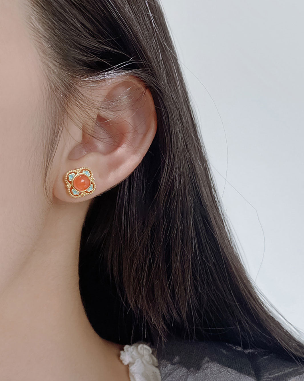 Noble Spring Blossom Stud Earrings