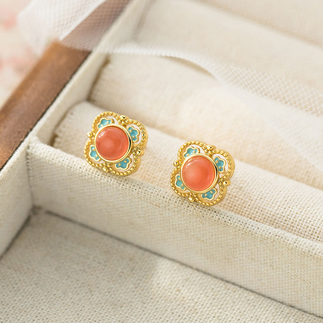 Noble Spring Blossom Stud Earrings