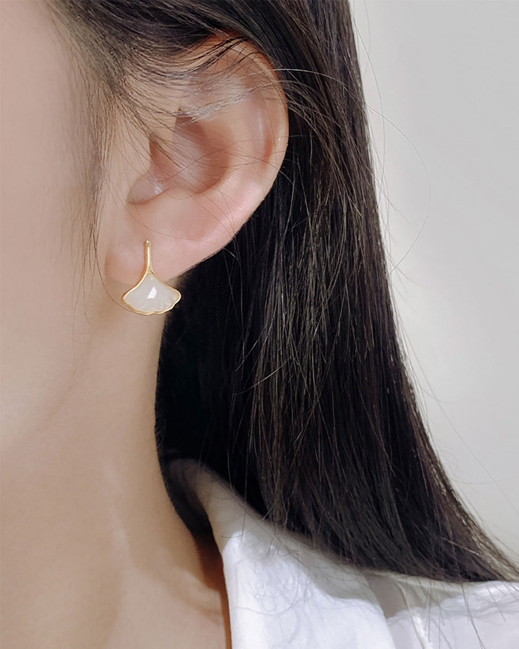Golden Ginkgo Leaf Drop Earrings