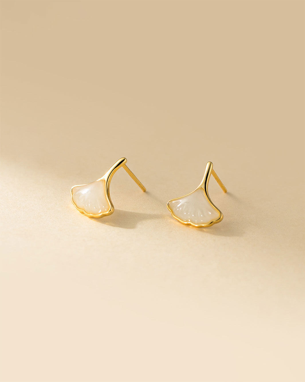 Golden Ginkgo Leaf Drop Earrings