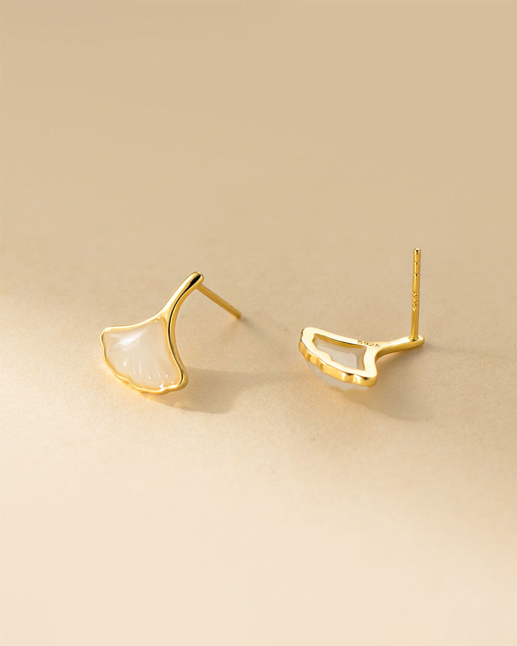 Golden Ginkgo Leaf Drop Earrings